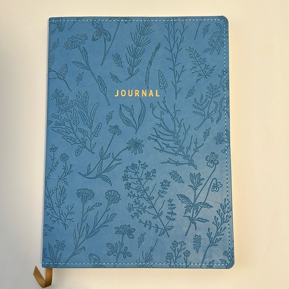 Blue Leatherette Embossed Journal - Picture 1 of 5